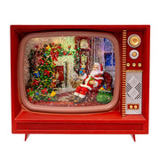 Kurt Adler 8.325-Inch Battery Operated USB LED Musical TV with Spinning Glitter Water Table Piece