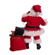 Kurt Adler 10.5-Inch Battery-Operated Fabriche Musical Karaoke Santa