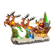 Kurt Adler 8.7-Inch Battery-Operated LED Musical Santa and Sleigh Table Piece