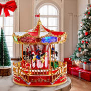 Kurt Adler 11.1-Inch Battery Operated Multicolor LED Lighted Musical Santa Carousel With Motion Table Piece