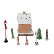 Kurt Adler 1.6-5.1-Inch Battery Operated Multicolor LED Lighted Gingerbread House Set