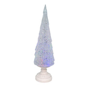 Kurt Adler 17.25-Inch Battery Operated USB LED Lighted Christmas Tree Lantern with Spinning Glitter Water