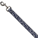 Dog Leash - Floral Paisley3 Blue/White/Gray