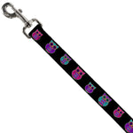 Dog Leash - Owls Black/Fuchsia/Purple/Turquoise
