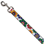 Dog Leash - Psychedelic Daisies CLOSE-UP White/Multi Color