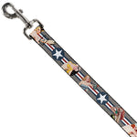 Dog Leash - Pin Up Girl Poses CLOSE-UP Star & Stripes Gray/Blue/White/Red
