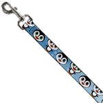 Dog Leash - Cute Penguins Blue Bubbles
