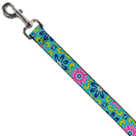Dog Leash - Floral Burst Turquoise/Blues/Pinks/Yellow/Green