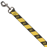 Dog Leash - HUFFLEPUFF Crest Diagonal Stripe Charcoal Gray/Yellow