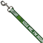 Dog Leash - KISS ME, I'M IRISH! Clovers Green/White