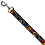 Dog Leash - Psychedelic Daisies Black/Multi Color