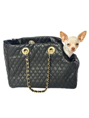Kate Quilted Carrier, Black Vegan Leather 