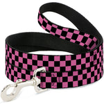 Dog Leash - Checker Black/Pink