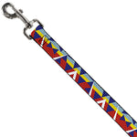 Dog Leash - Geometric Triangles/Stripe Red/White/Blues/Yellow