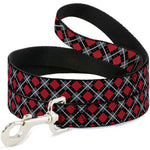 Dog Leash - Argyle Black/Gray/Red