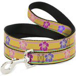Dog Leash - Hibiscus w/Stripes Gold/Multi Pastel