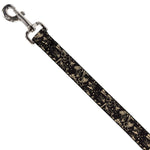 Dog Leash - Pirates Skulls Scattered/Splatter Black/Tan/Red
