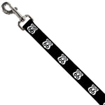 Dog Leash - ROUTE 66 Highway Sign Repeat Black/White