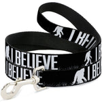 Dog Leash - Bigfoot Silhouette I BELIEVE Black/Gray/White