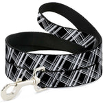 Dog Leash - Plaid X2 Black/Grays/White