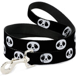 Dog Leash - Smiling Panda Face Black/White