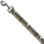Dog Leash - Skull & Cross Bones Plaid Tan