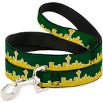 Dog Leash - Seattle Skyline Green/Yellow