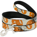 Dog Leash - The Nightmare Before Christmas Jack Pose and Pumpkins Collage Ivory/Orange/Black