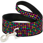 Dog Leash - Mini Hearts Black/Multi Neon