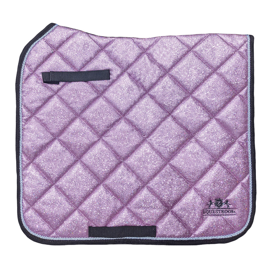 Lavender Saddle Pad by Southlake Paws, featuring a quilted design with a sparkling finish and black trim.