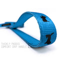 Load image into Gallery viewer, EcoBark Sky Blue Dog Leash by Southlake Paws featuring a thickly padded comfort grip handle and dog pattern. Available in mul

