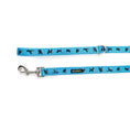 Load image into Gallery viewer, Sky blue EcoBark dog leash with padded comfort grip, featuring black dog patterns, available in 4, 5, and 6-foot lengths.
