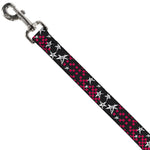 Dog Leash - Sketch Stars w/Checkers Black/Fuchsia/White