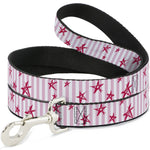 Dog Leash - Sketch Stars w/Stripes Pink/White/Fuchsia