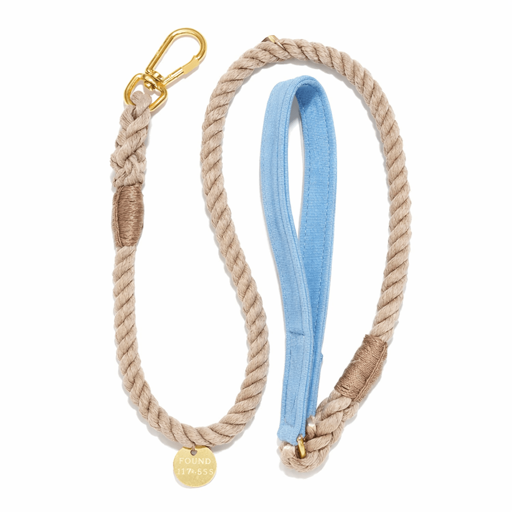 Standard 5ft Leads Premium Light Blue Waxed Cotton Canvas Animal Leash