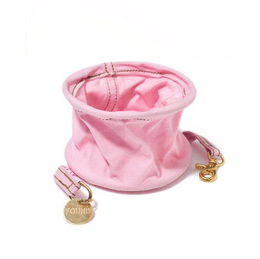 Dog Bowls Premium Light Pink Cotton Canvas Collapsible Cat & Dog Water Bowl