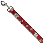 Dog Leash - Tasmanian Devil Expressions Red Swirl