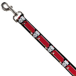 Dog Leash - Casey Jones Baseball & Hockey Stick CLOSE-UP Stripe Black/White/Red