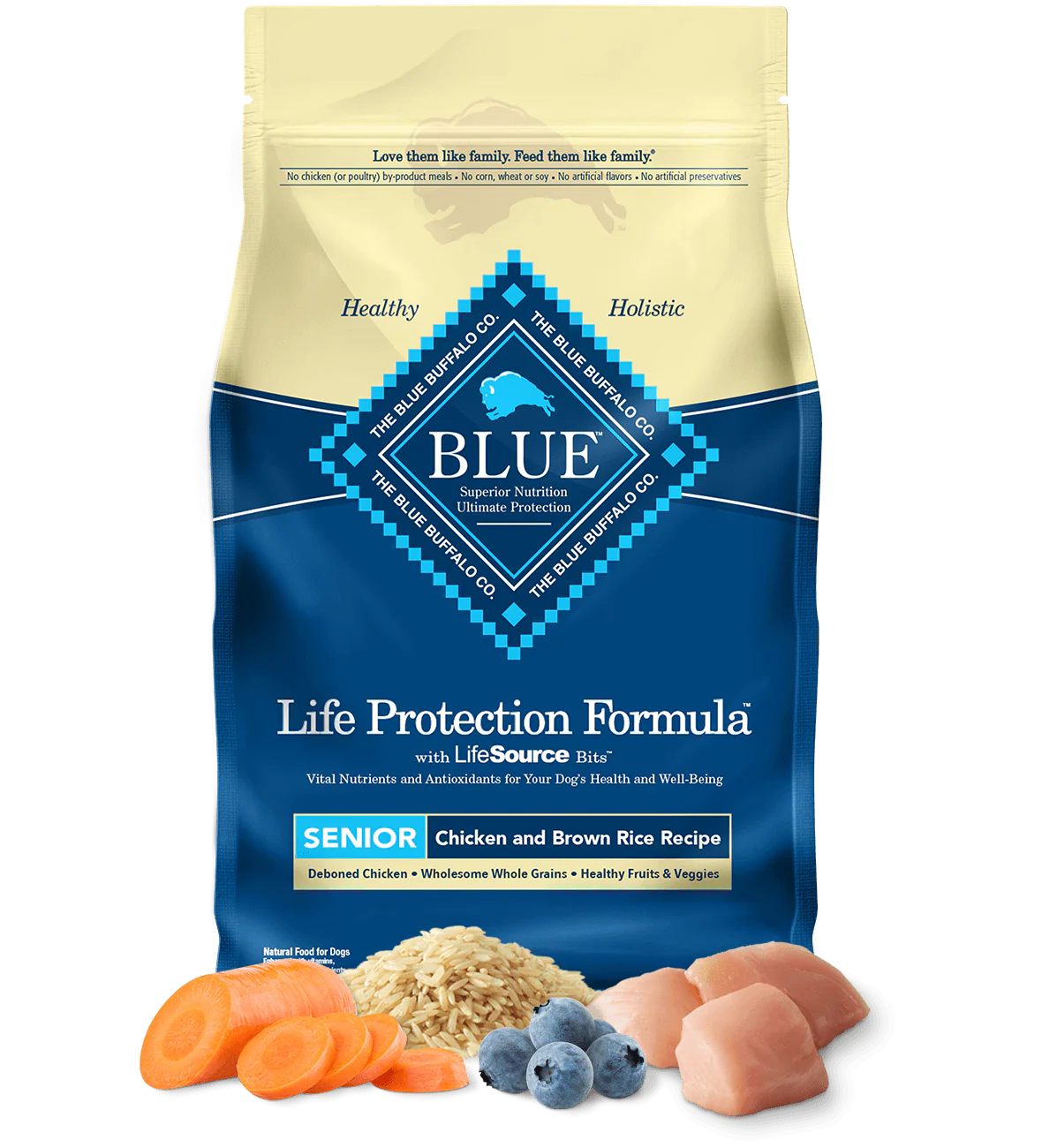 Blue Buffalo Senior Chicken and Brown Rice Dry Dog Food 