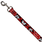 Dog Leash - Mickey & Minnie HUGS & KISSES Poses Reds/White