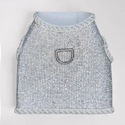 Hello Doggie luxury crystal dog harness with silver crystals and pearl trim for pets