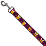 Dog Leash - Owls Striped w/Swirls Purple
