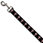 Dog Leash - Cross Repeat Black/Leopard Brown/Pink Outline