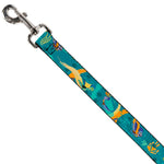 Dog Leash - Luca and Alberto Sea Monsters Swimming Poses Turquoise Blues