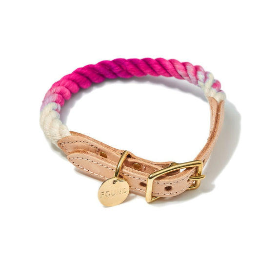 Dog Collars Premium Magenta Ombre Cotton Rope Cat & Dog Collar