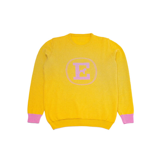 Yellow and pink cashmere women's sweater