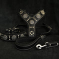 Load image into Gallery viewer, "Maximus Silver" BIG dog SET- Harness - collar - lead. Black

