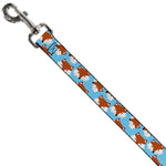 Dog Leash - Fox Face Scattered Sky Blue
