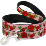Dog Leash - Rose Trio/Leaves Pink
