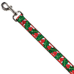 Dog Leash - Snowy Holly Stripe Reds/White/Greens